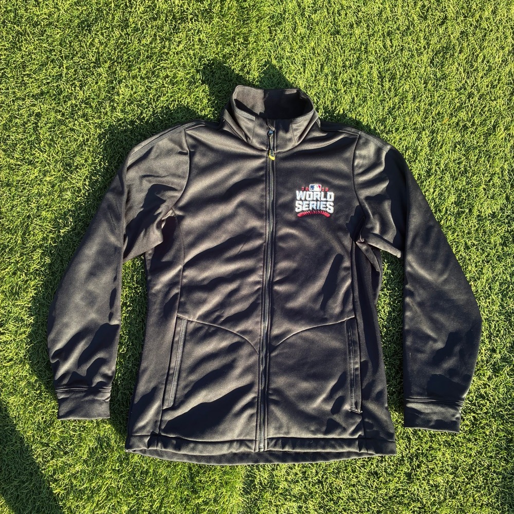 MLB 2016 World Series Mens Medium Track Jacket Black Full Zip Mock Neck Baseball